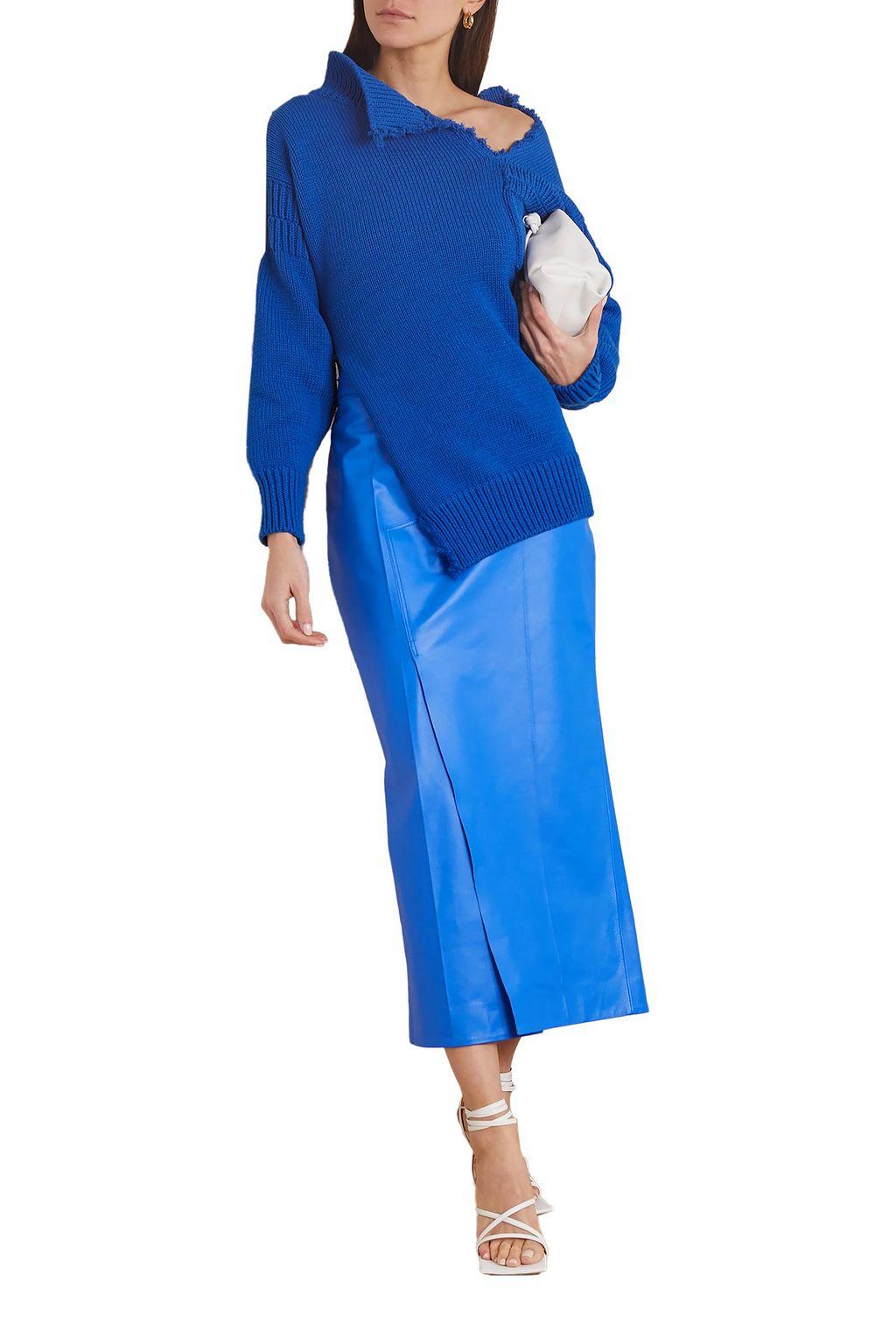 MARNI Asymmetric leather midi skirt