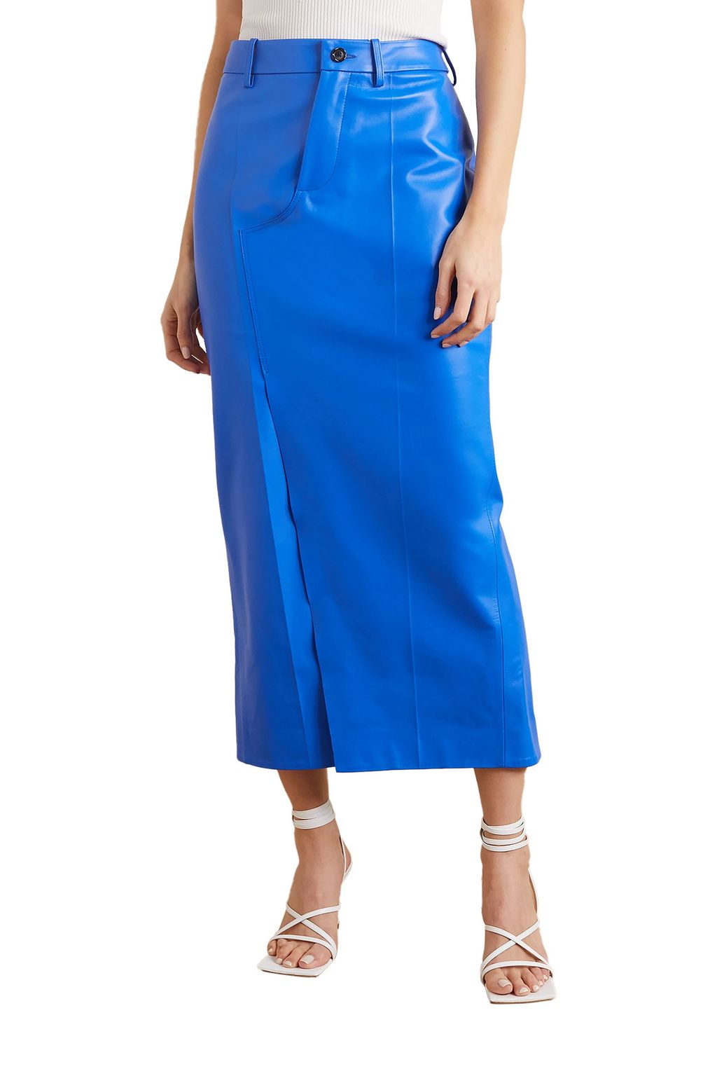 MARNI Asymmetric leather midi skirt