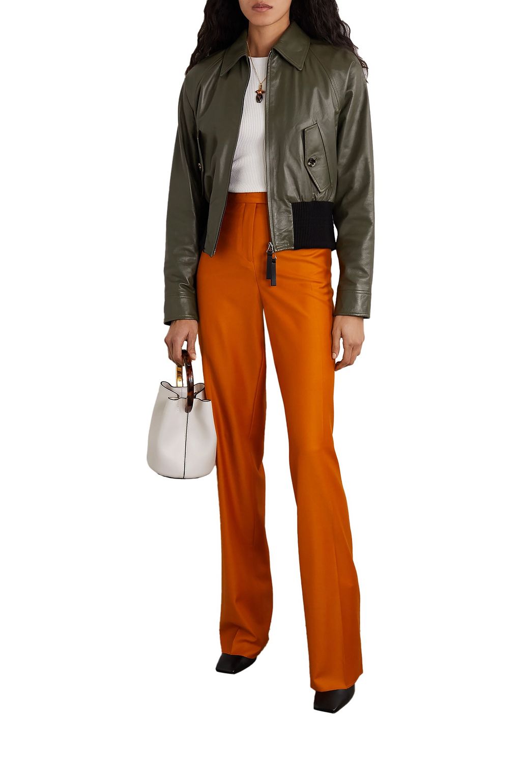 MARNI Two-tone leather bomber jacket