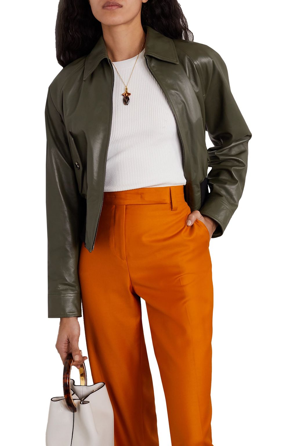 MARNI Two-tone leather bomber jacket