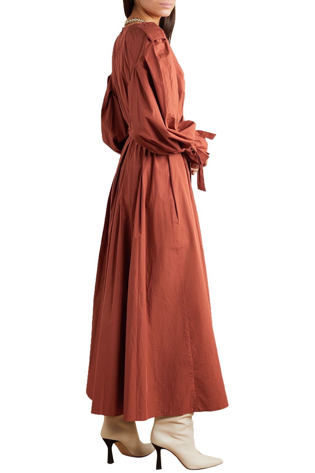 BITE STUDIOS Belted pleated organic cotton maxi dress