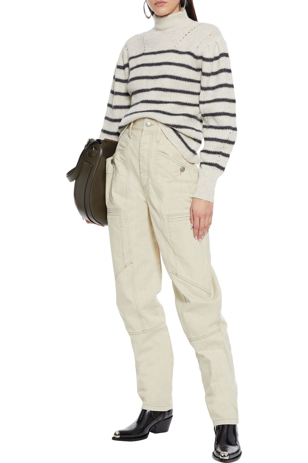 MARANT ÉTOILE Georgia striped alpaca-blend turtleneck sweater