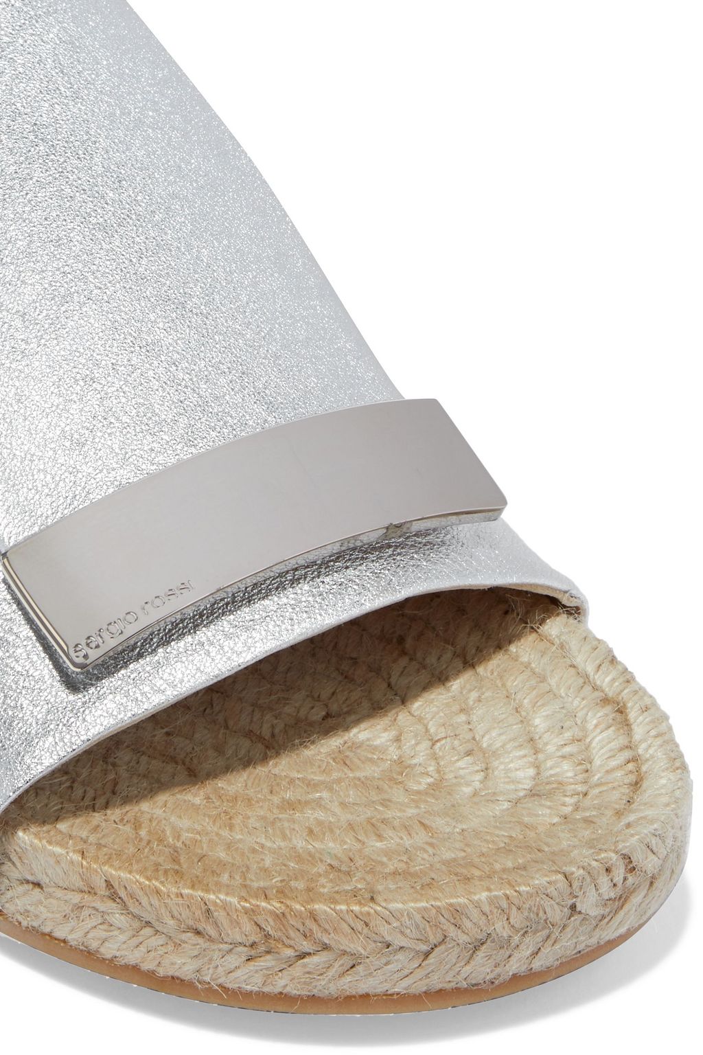 SERGIO ROSSI sr1 metallic textured-leather espadrille slides