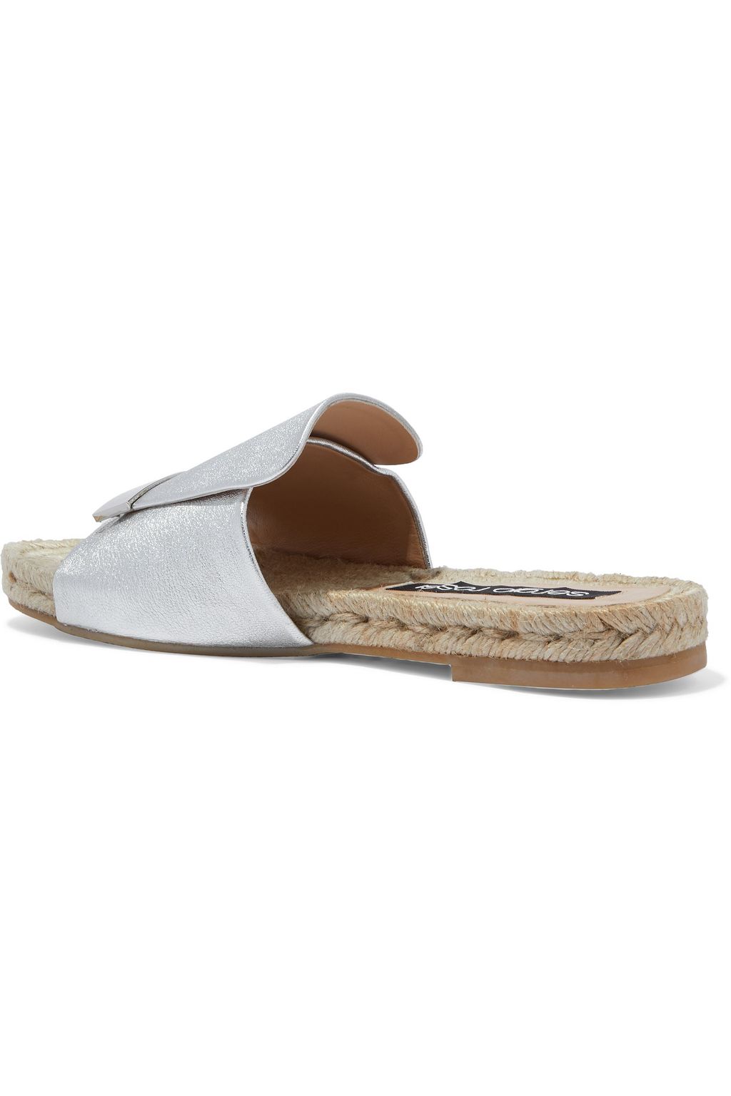 SERGIO ROSSI sr1 metallic textured-leather espadrille slides