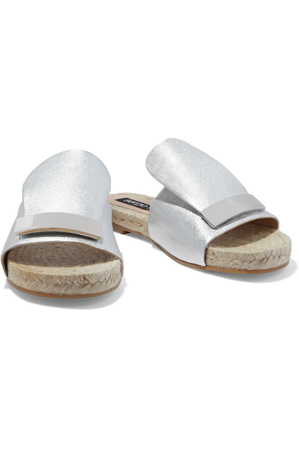 SERGIO ROSSI sr1 metallic textured-leather espadrille slides