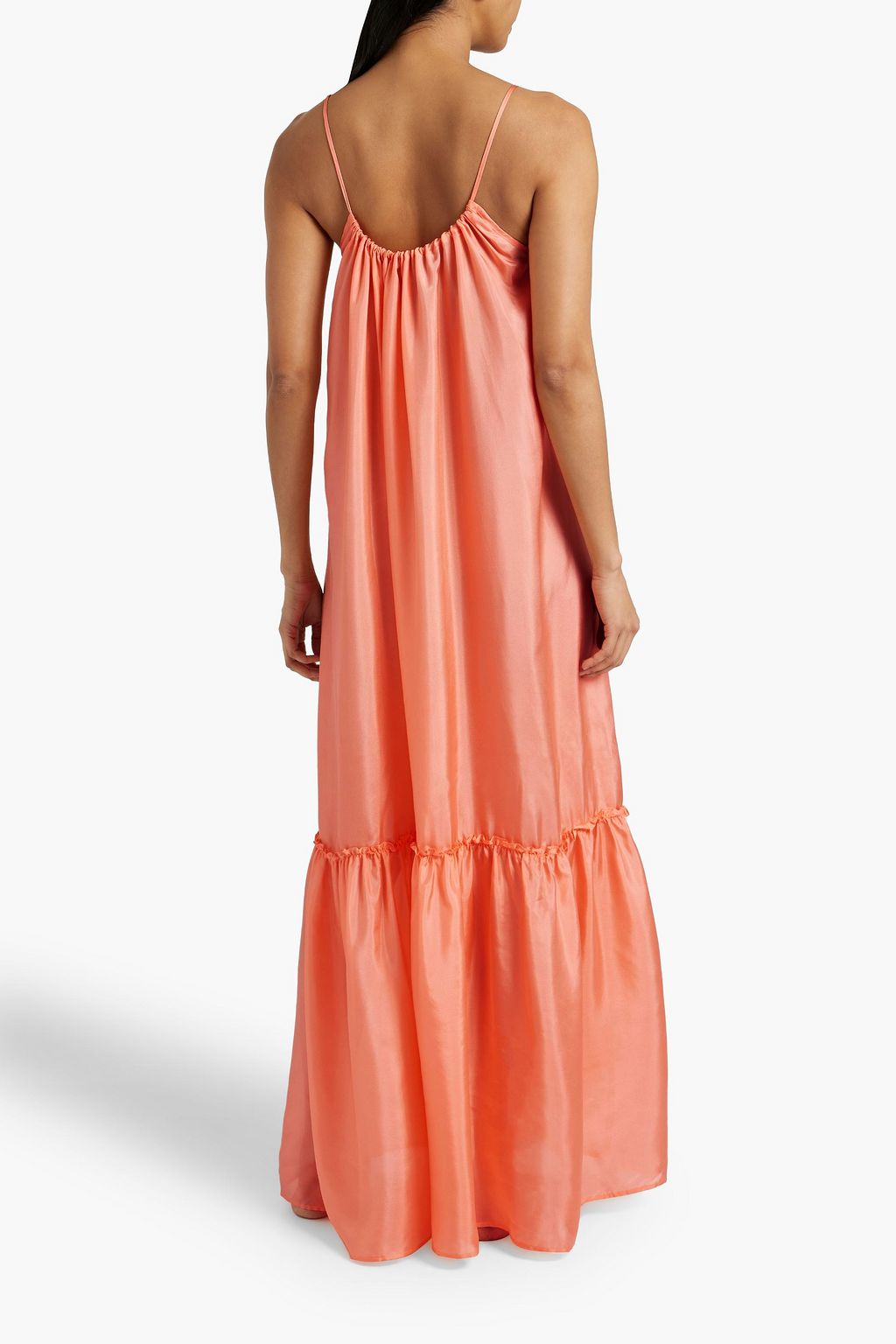 POUR LES FEMMES Tiered silk-habotai maxi dress