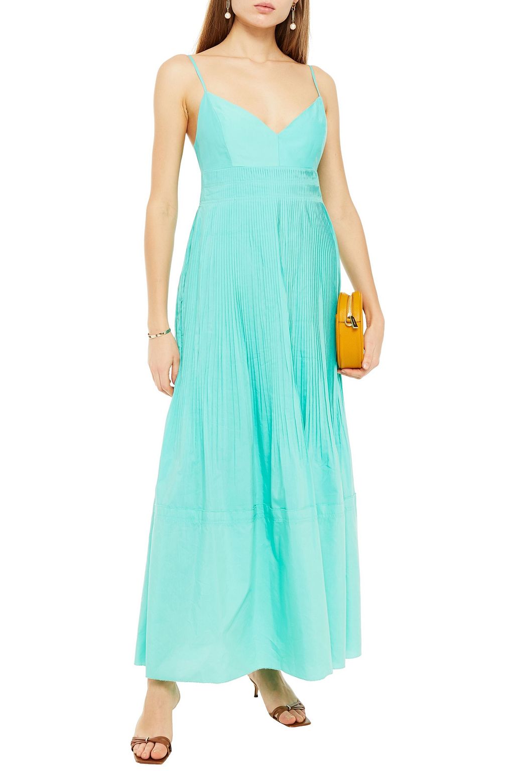 turquoise pleated dress