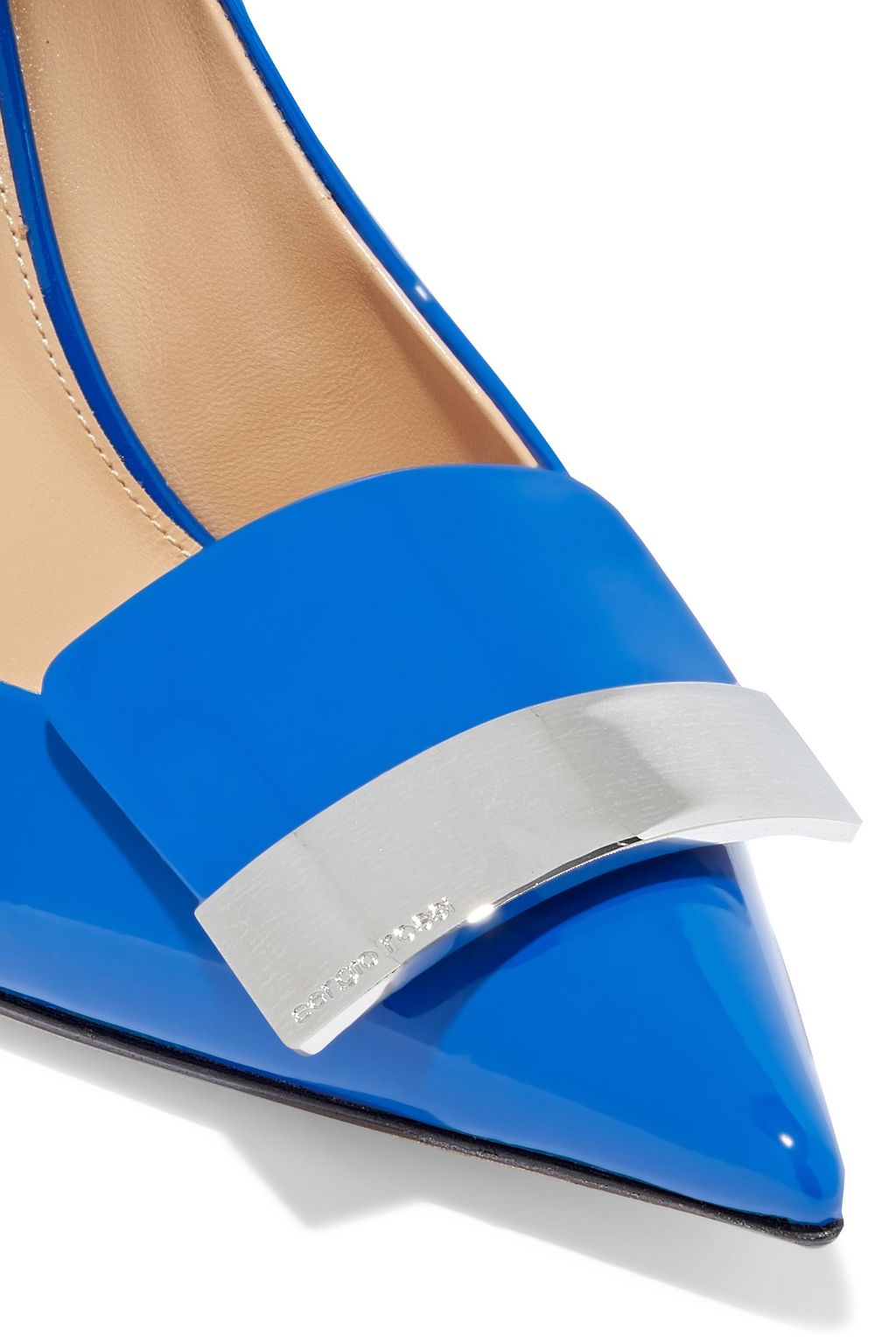 SERGIO ROSSI Embellished patent-leather pumps