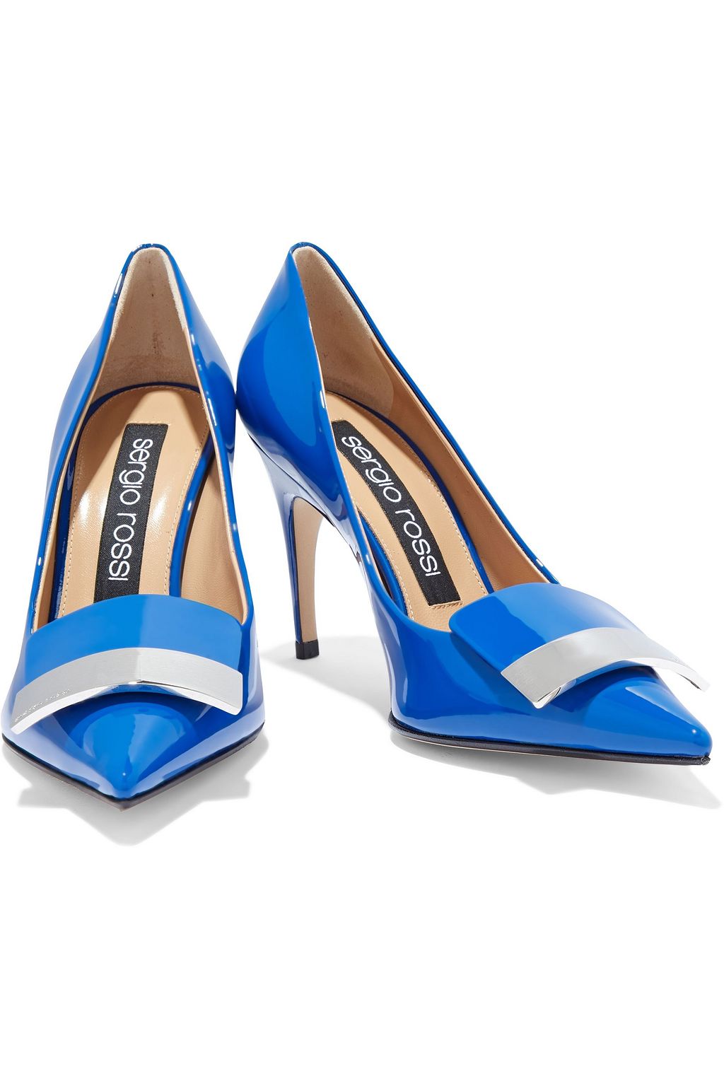 SERGIO ROSSI Embellished patent-leather pumps