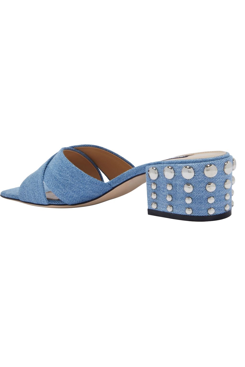 SERGIO ROSSI Studded denim mules