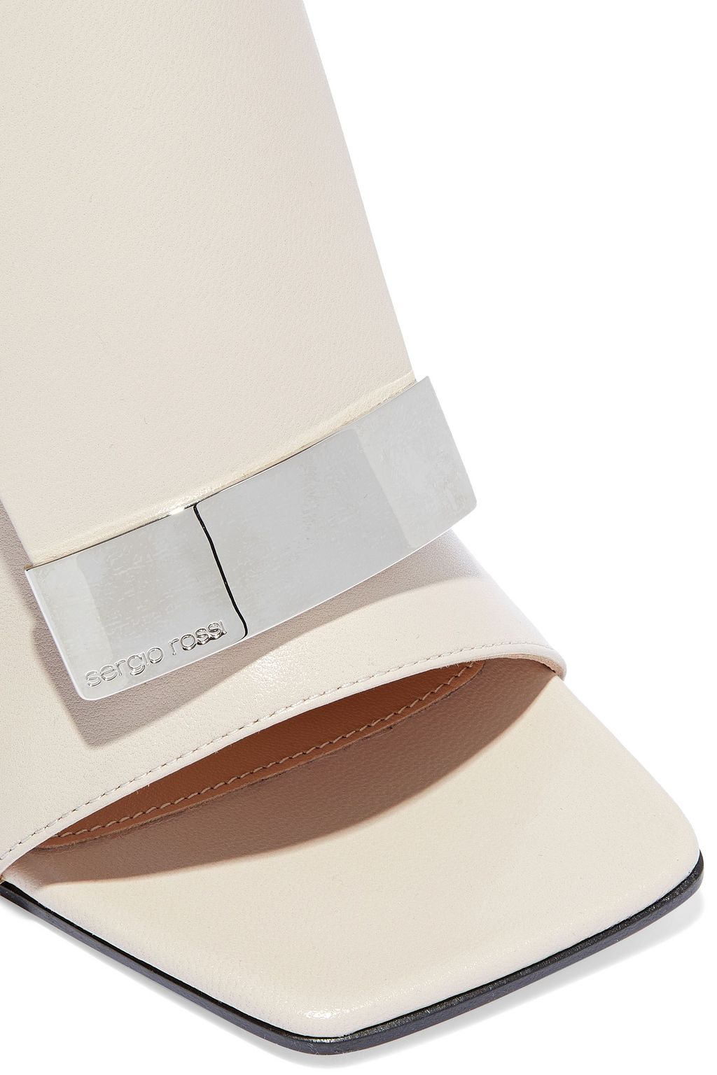 SERGIO ROSSI Logo-appliquéd leather mules