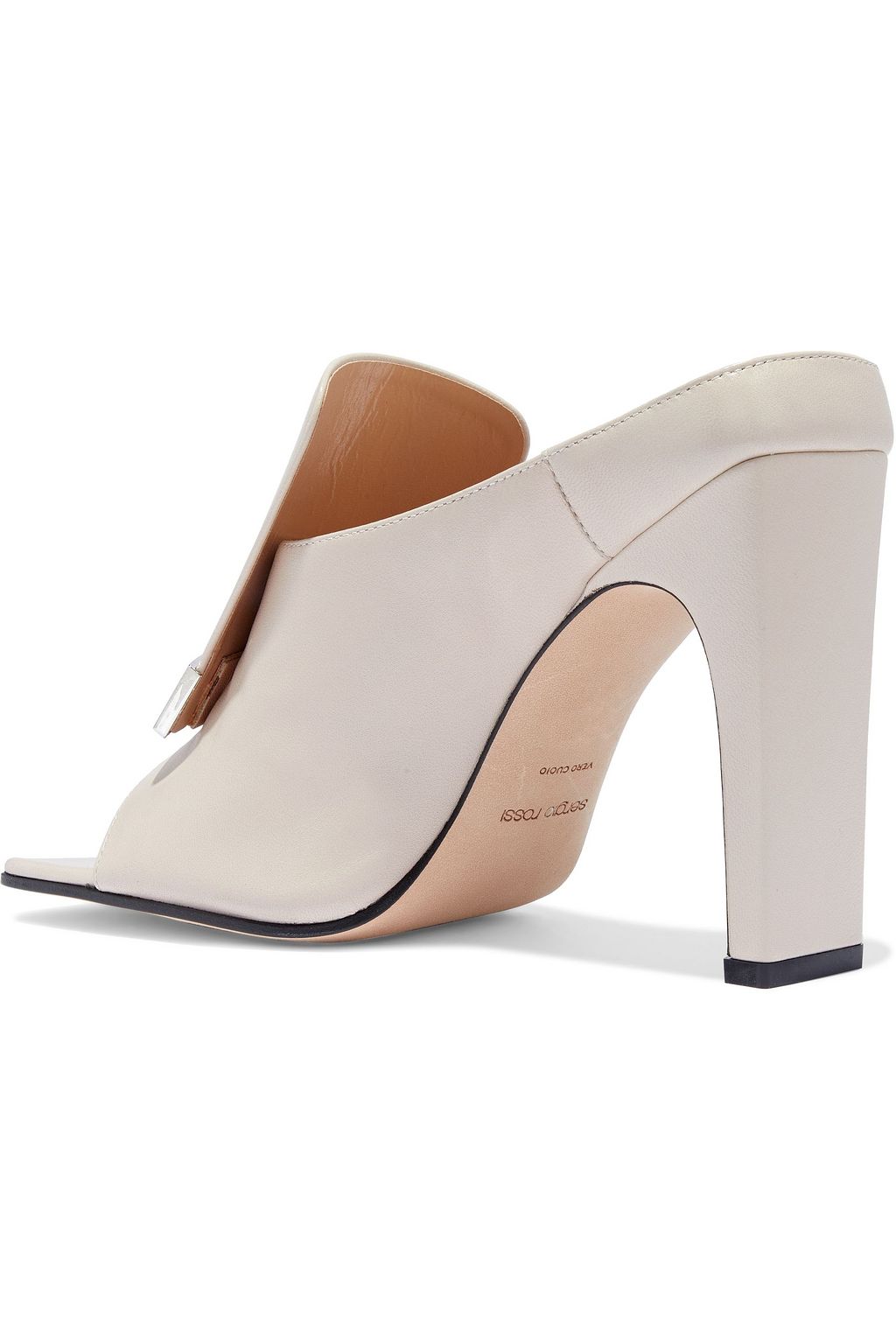 SERGIO ROSSI Logo-appliquéd leather mules