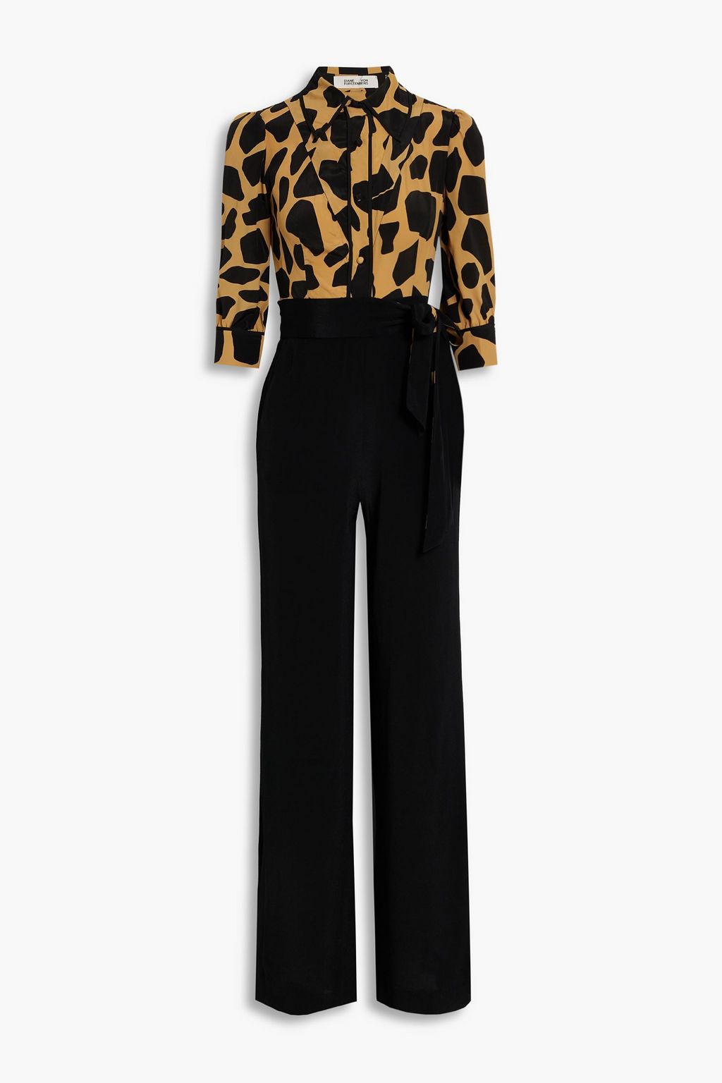 DIANE VON FURSTENBERG Blake leopard print crepe de chine wide leg jumpsuit THE OUTNET