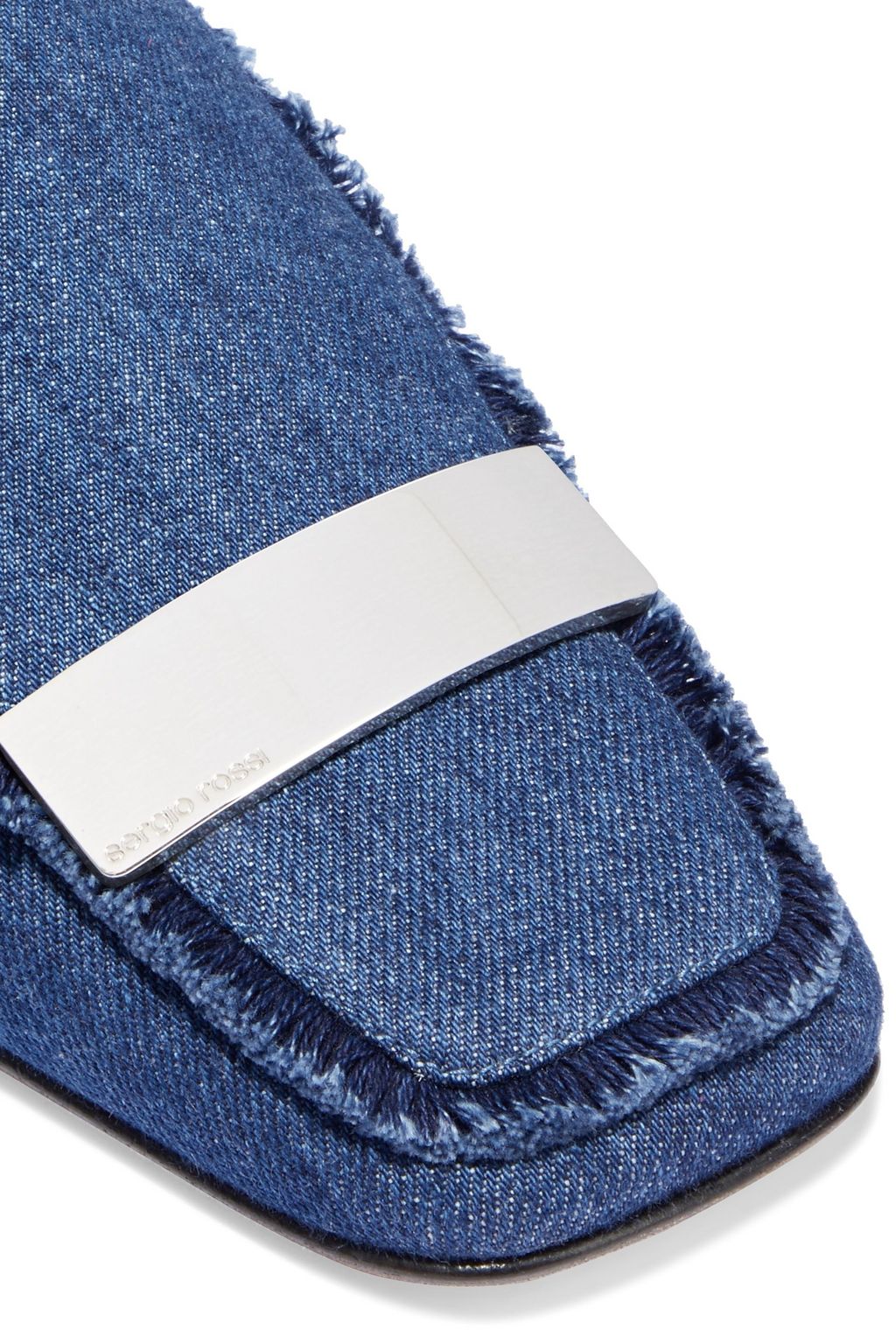 SERGIO ROSSI sr1 frayed denim slippers