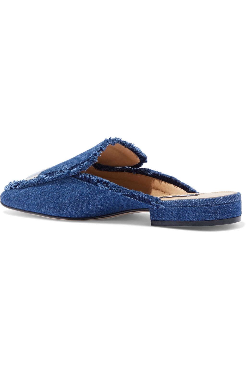 SERGIO ROSSI sr1 frayed denim slippers
