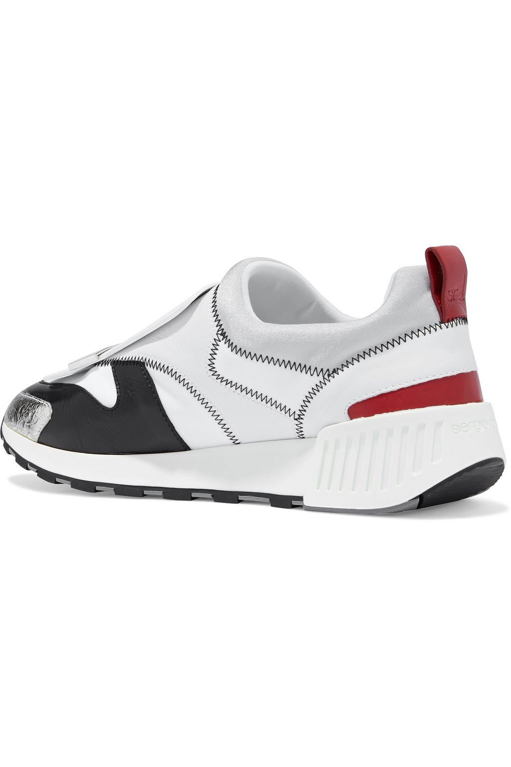 SERGIO ROSSI sr1 knit-paneled denim slip-on sneakers