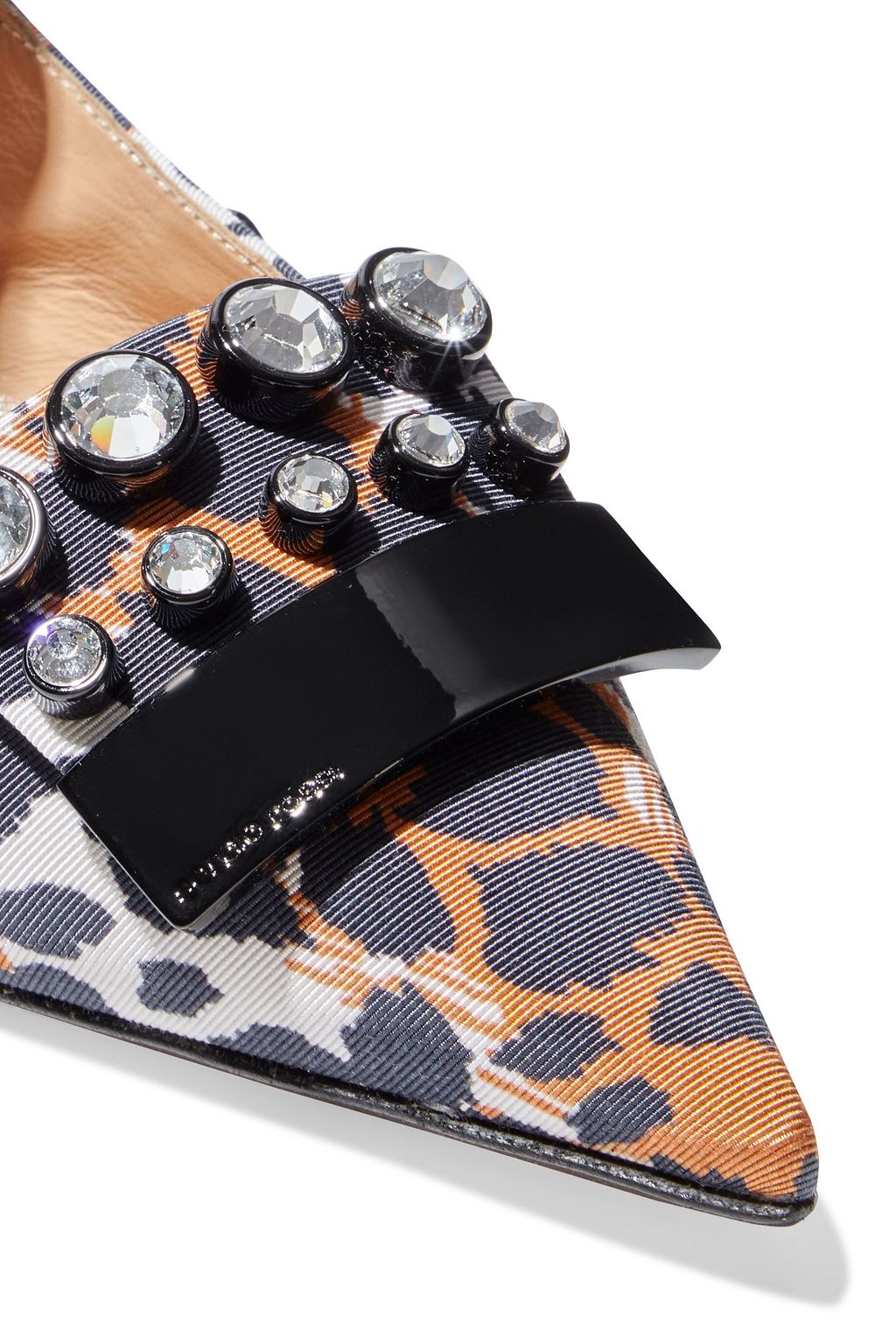 SERGIO ROSSI sr1 crystal-embellished leather point-toe flats