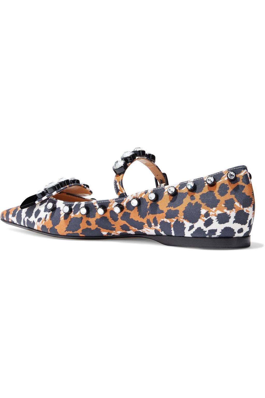 SERGIO ROSSI sr1 crystal-embellished leather point-toe flats