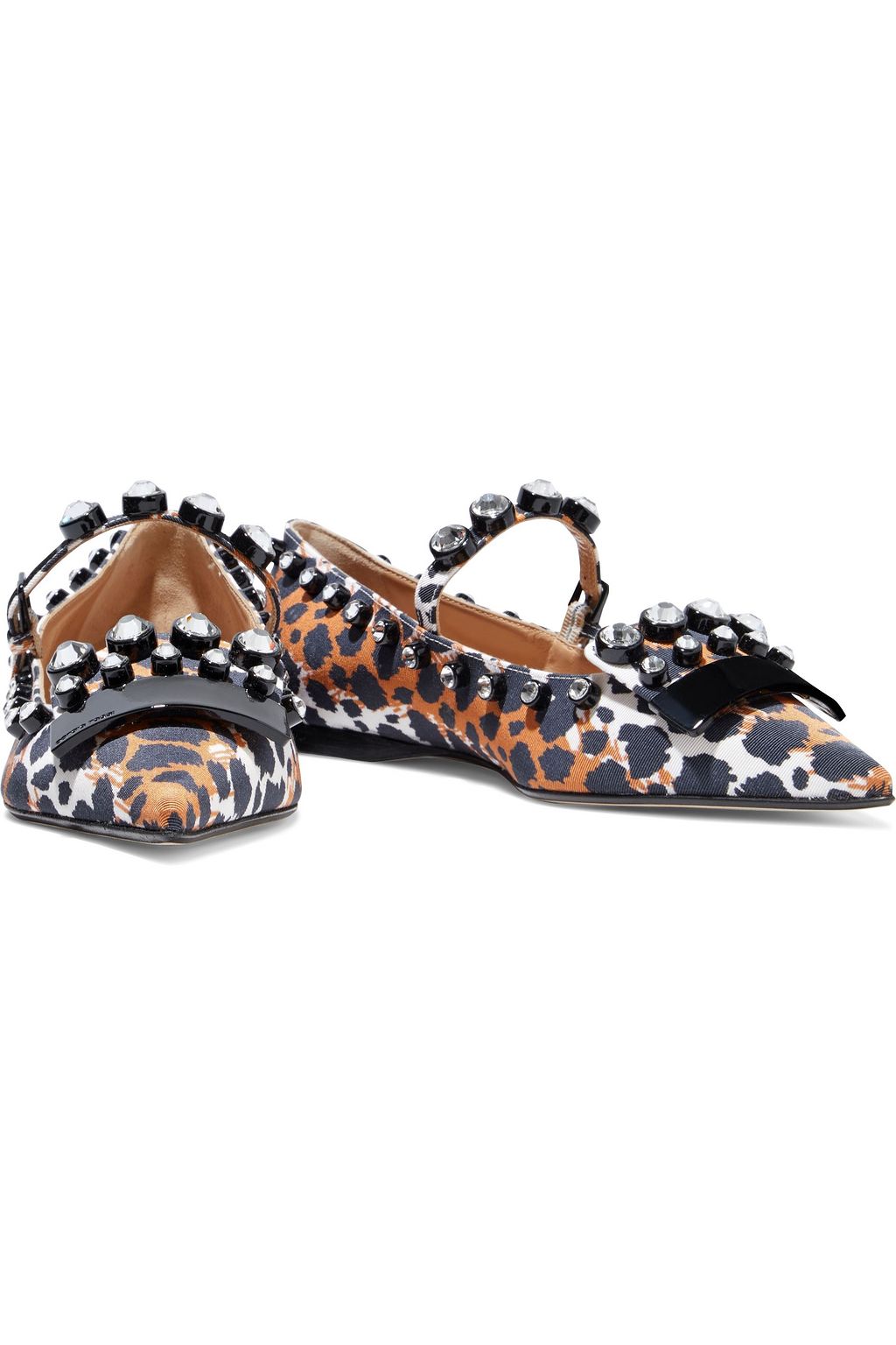 SERGIO ROSSI sr1 crystal-embellished leather point-toe flats