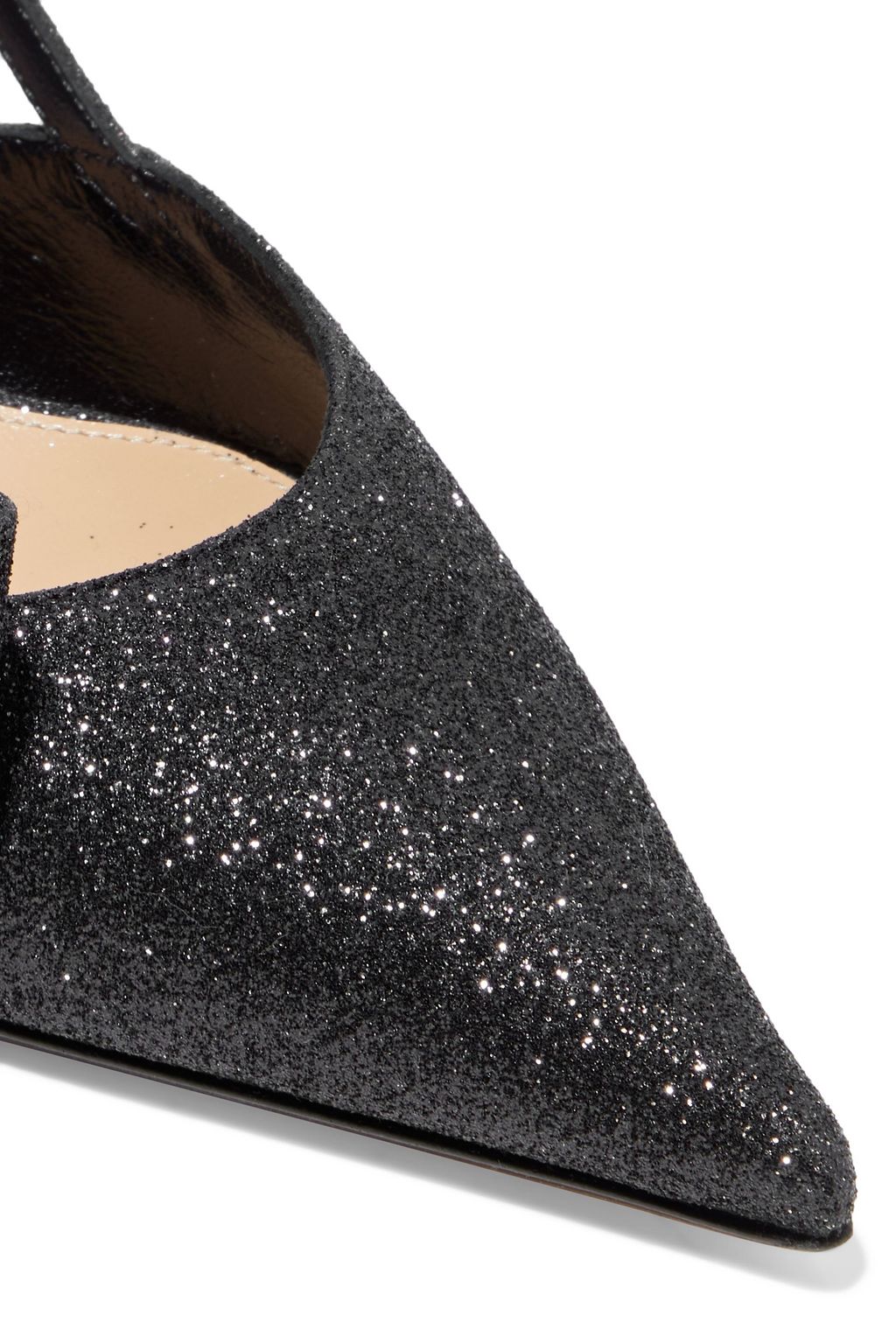 SERGIO ROSSI Embellished glittered woven slingback pumps