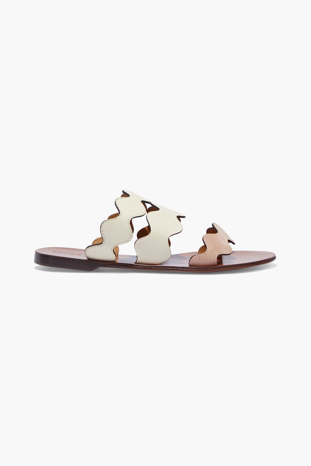 Lauren scalloped leather and suede sandals Sale up to 70% off | THE OUTNET