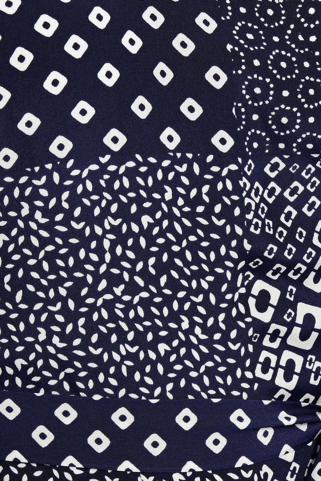 DIANE VON FURSTENBERG Patchwork-effect printed silk crepe de chine wrap blouse