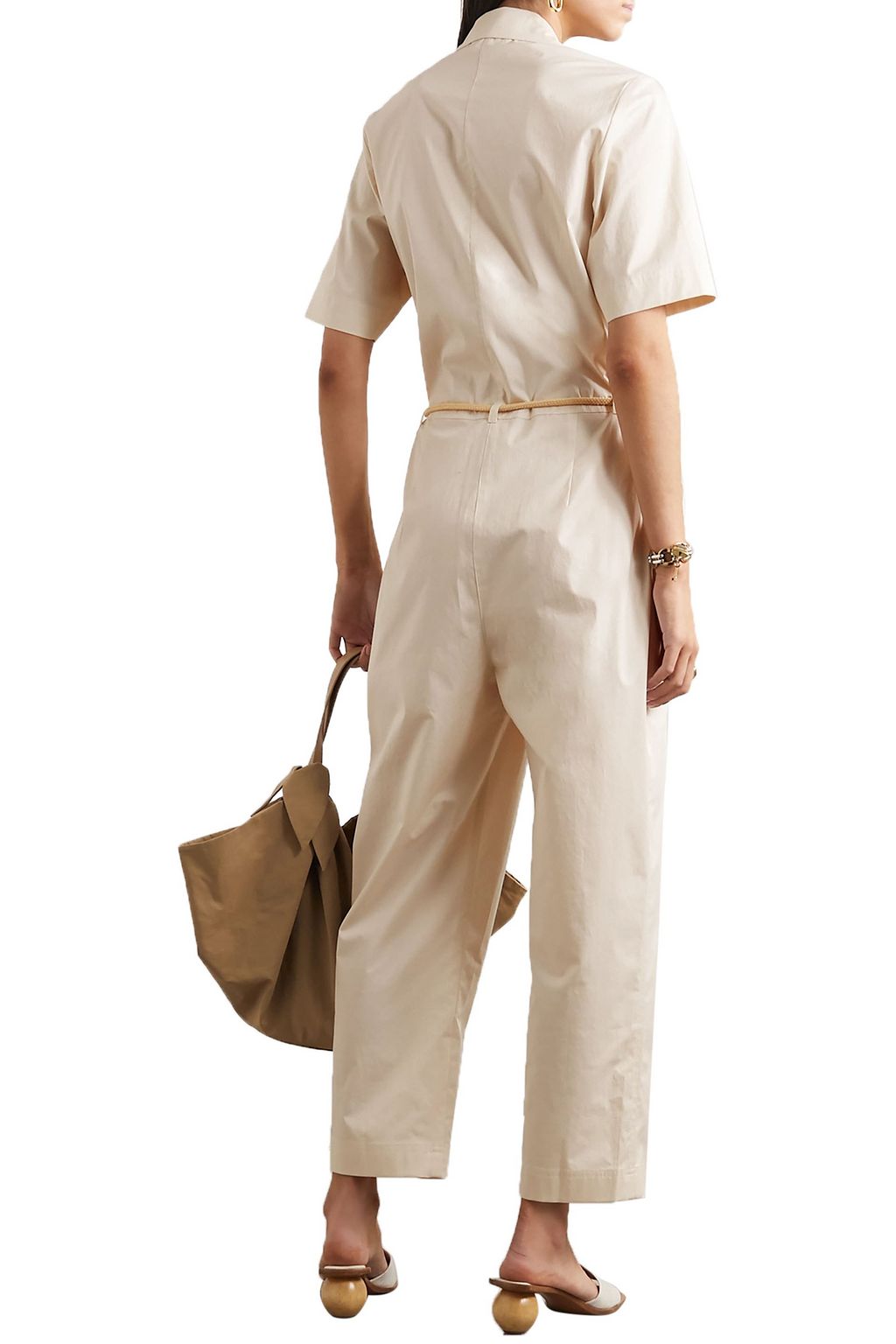 NANUSHKA Zuni belted embellished cotton-blend poplin jumpsuit