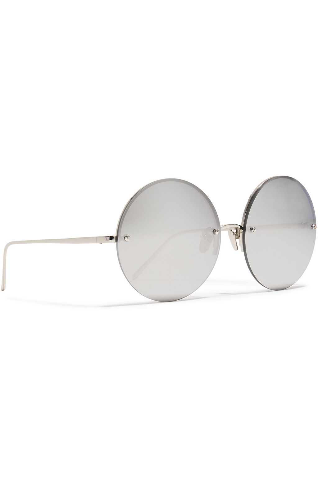 LINDA FARROW Round-frame silver-tone sunglasses