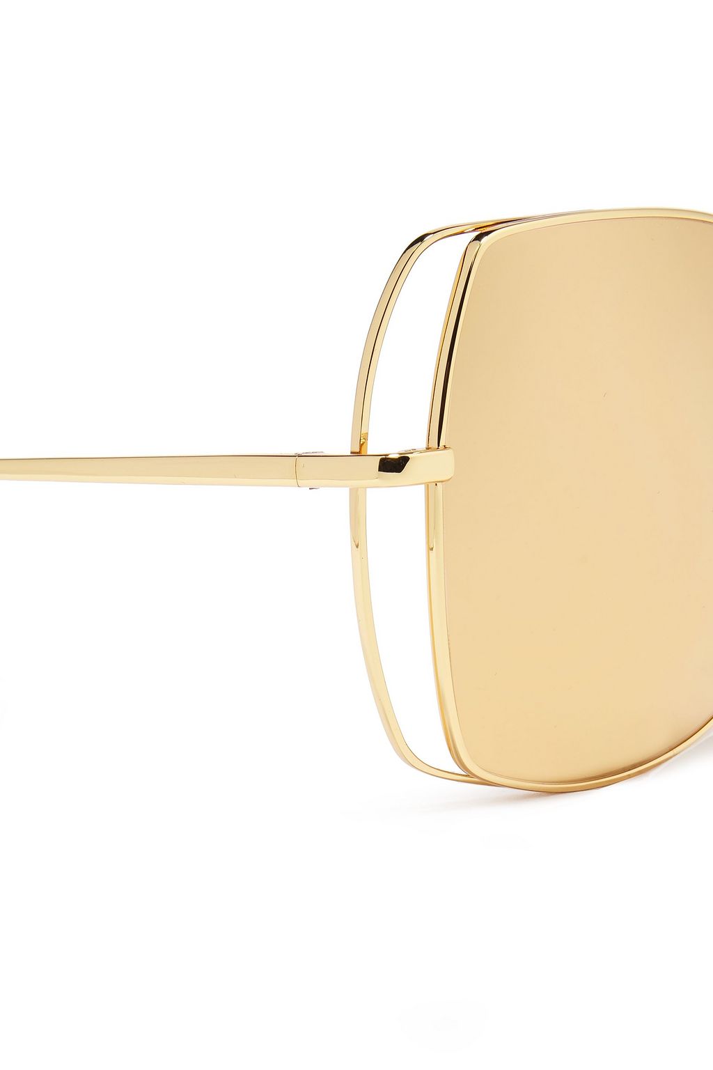 LINDA FARROW Square-frame gold-tone mirrored sunglasses