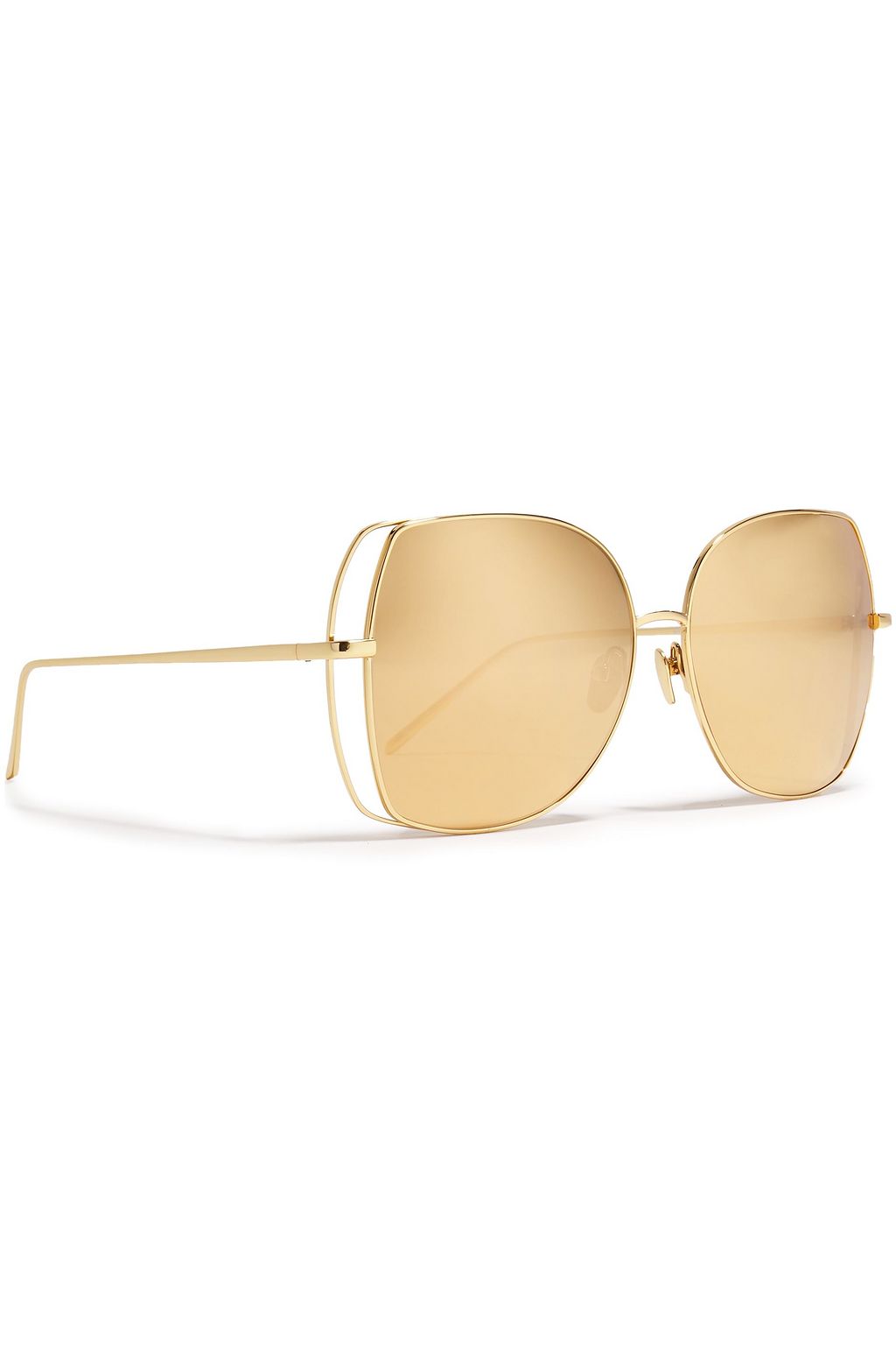 LINDA FARROW Square-frame gold-tone mirrored sunglasses