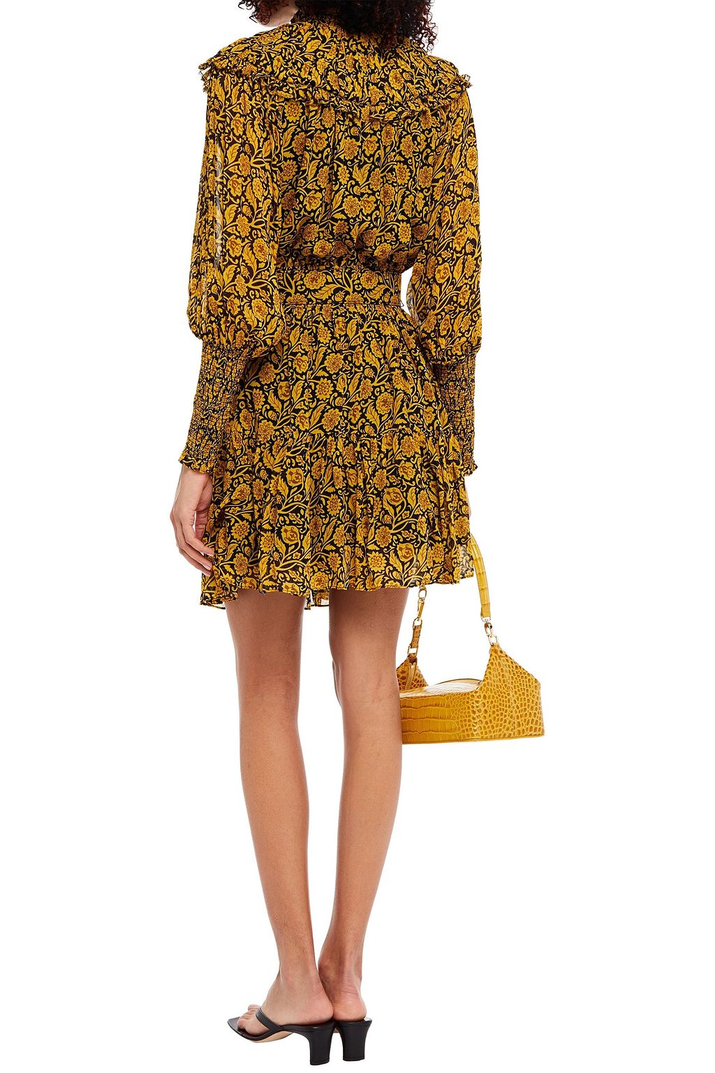 NICHOLAS Ruffled printed crepe mini dress