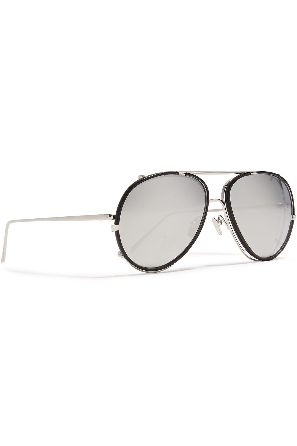 LINDA FARROW Aviator-style gunmetal-tone sunglasses