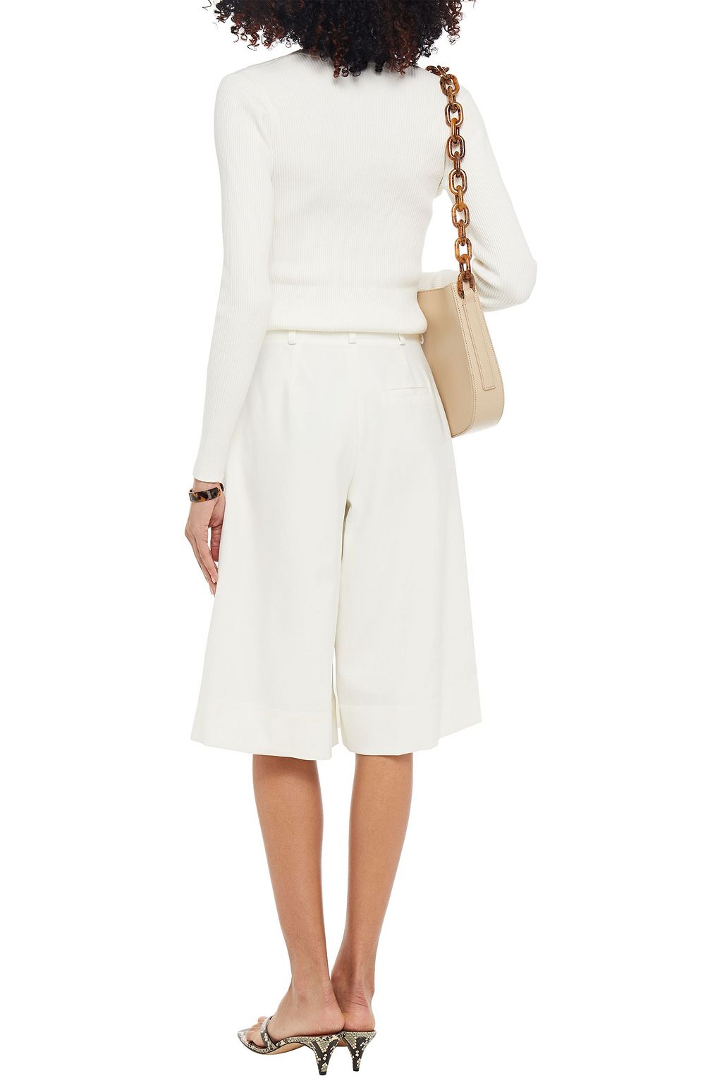NICHOLAS Pleated twill shorts