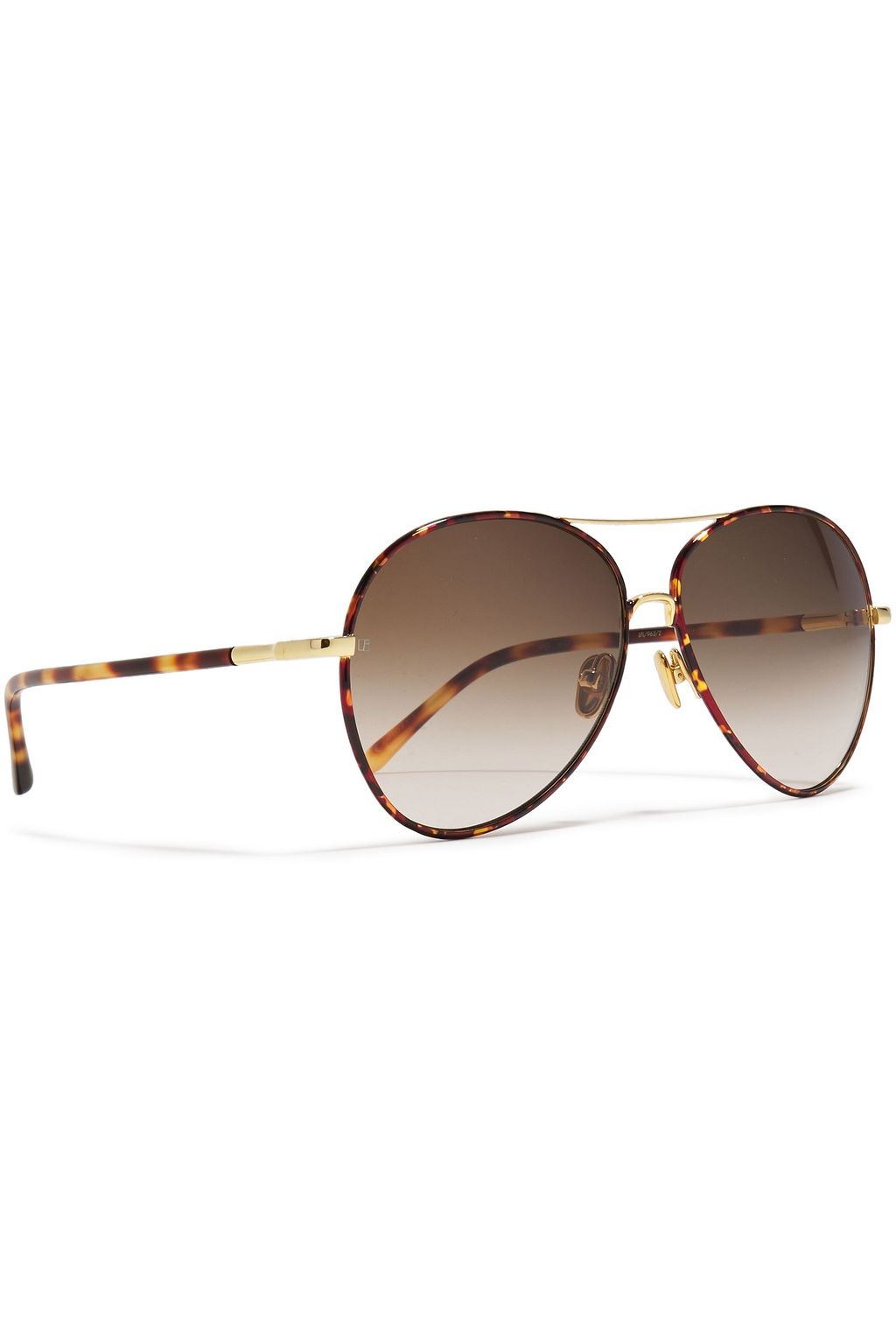 LINDA FARROW Aviator-style tortoiseshell acetate and gold-tone sunglasses