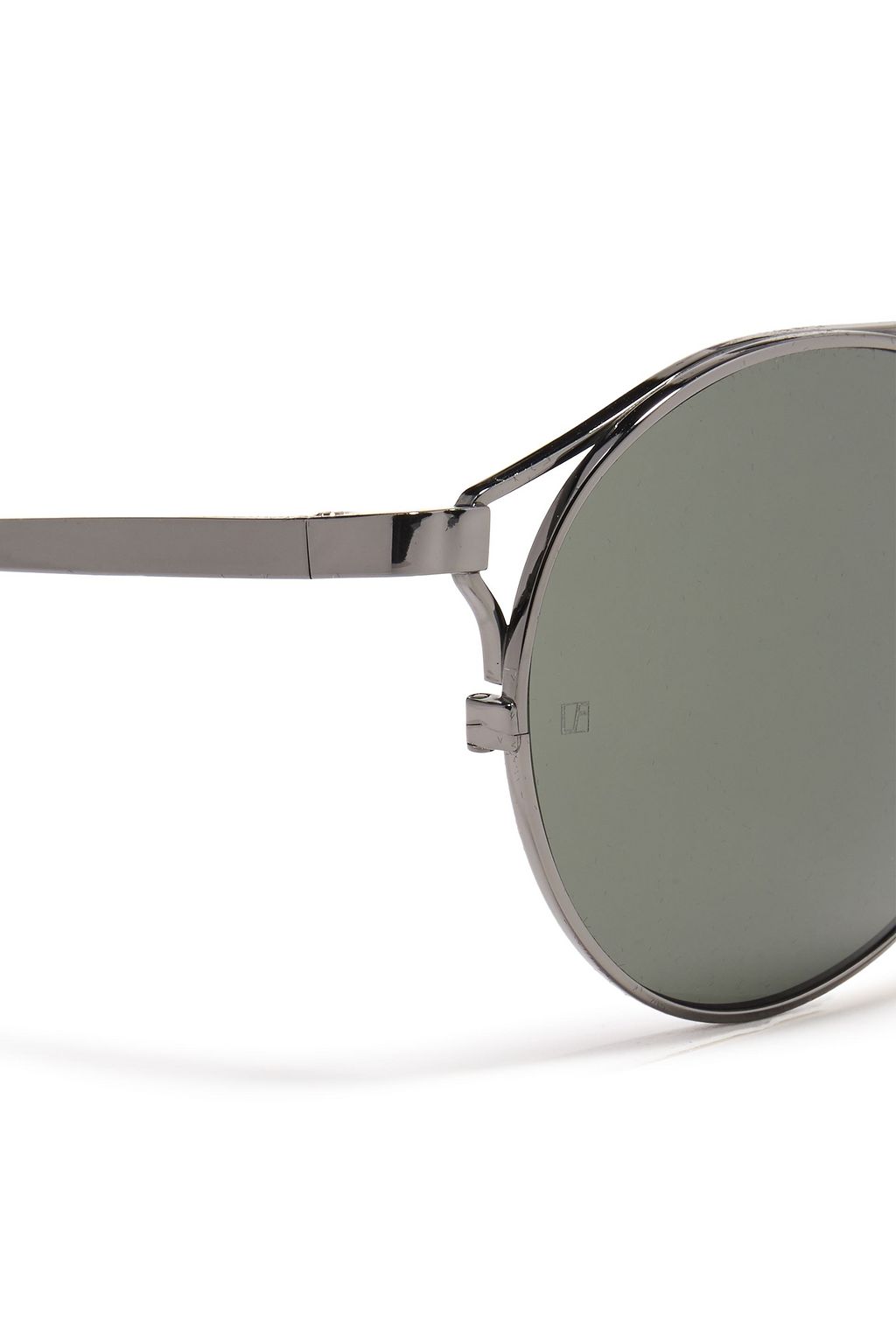 LINDA FARROW Round-frame gunmetal-tone sunglasses