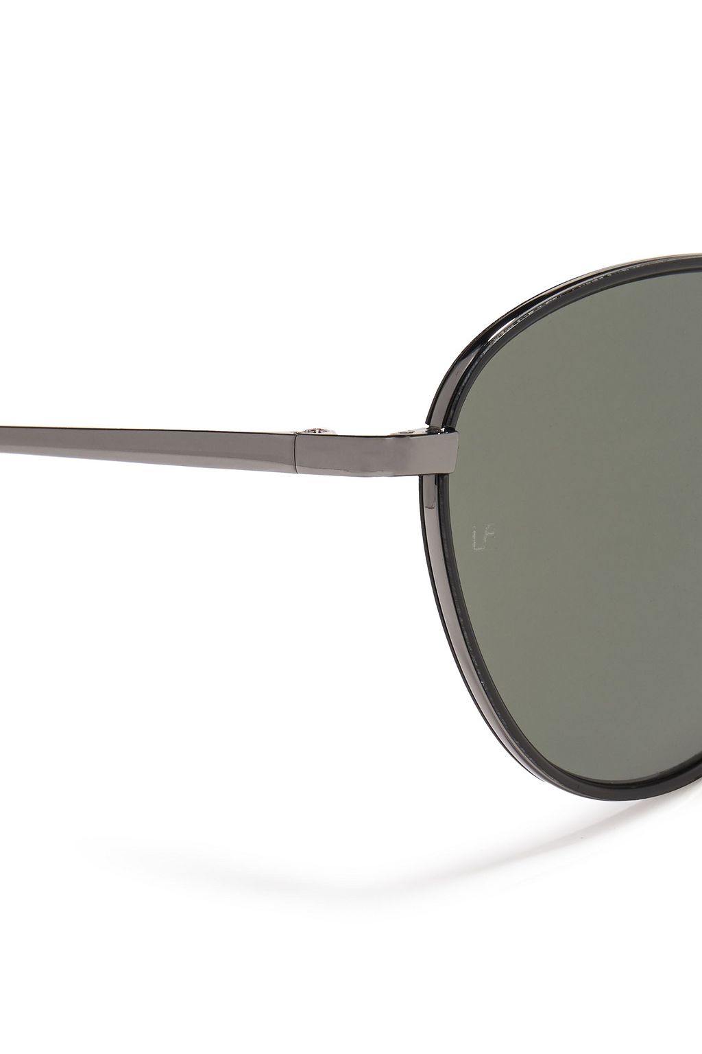 LINDA FARROW Aviator-style silver-tone and leather mirrored sunglasses