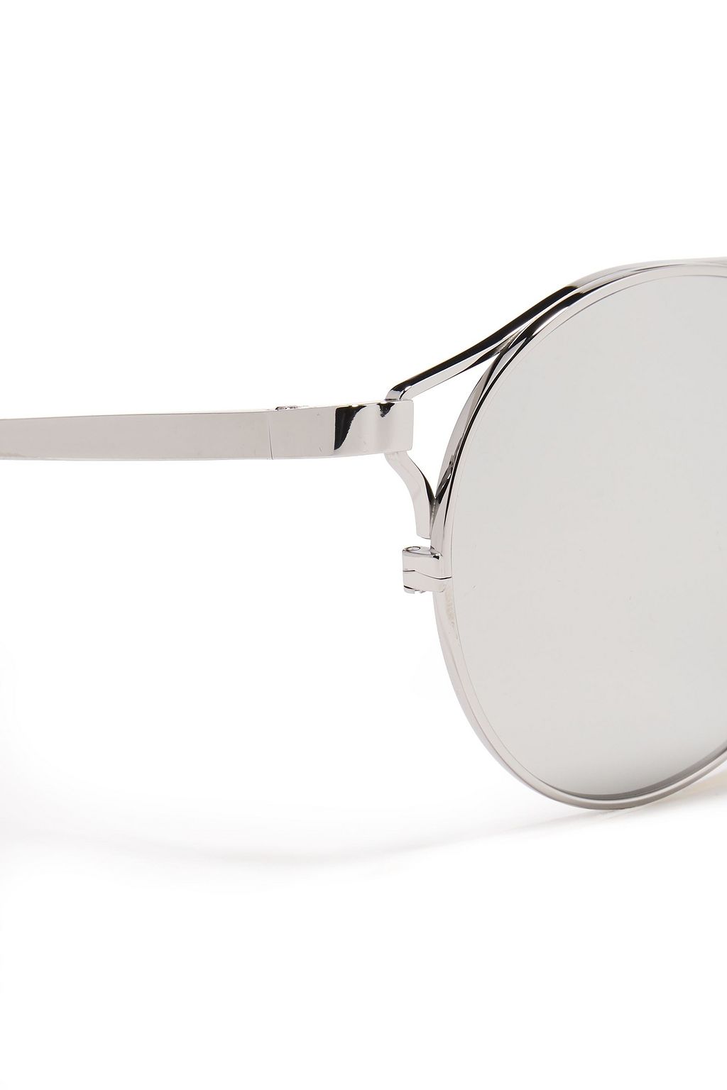LINDA FARROW Round-frame silver-tone mirrored sunglasses