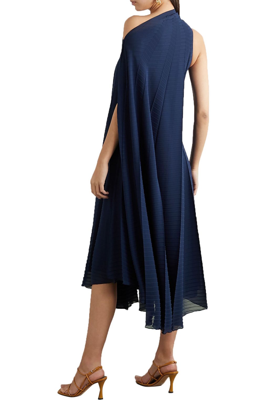 ROLAND MOURET Ordesa one-shoulder pleated crepe dress
