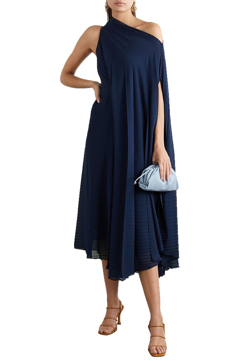 ROLAND MOURET Ordesa one-shoulder pleated crepe dress