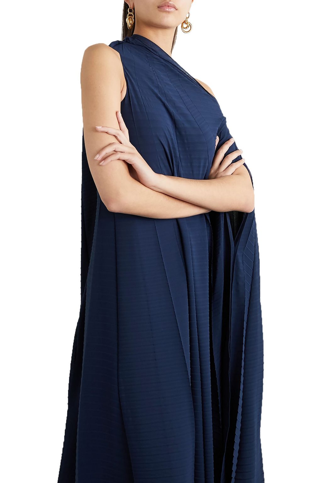 ROLAND MOURET Ordesa one-shoulder pleated crepe dress