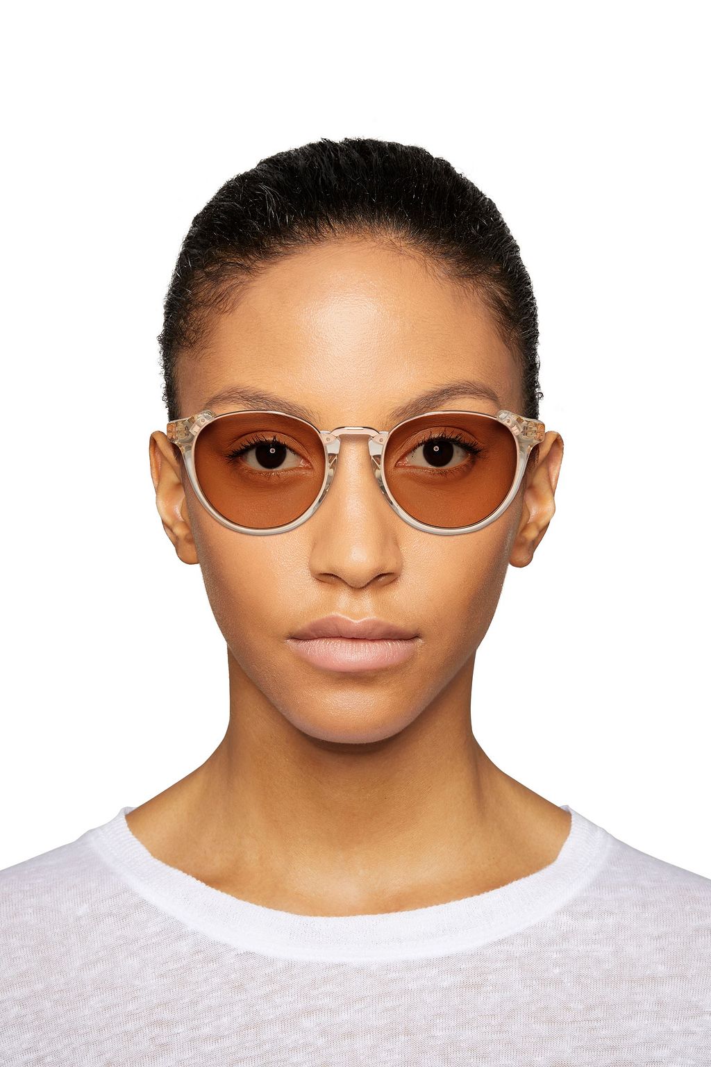LINDA FARROW Caty-eye acetate and rose gold-tone mirrored sunglasses