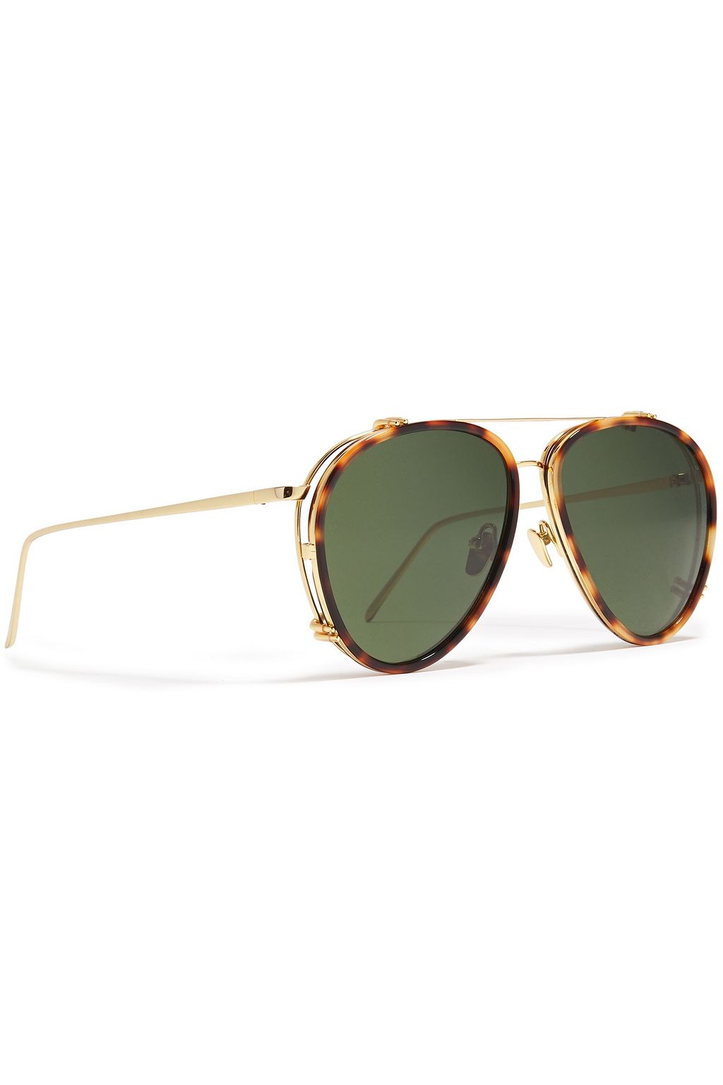 LINDA FARROW Aviator-style gold-tone and tortoiseshell acetate sunglasses