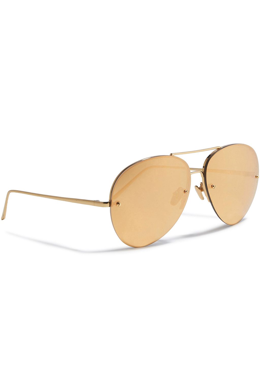 LINDA FARROW Aviator-style gold-tone mirrored sunglasses