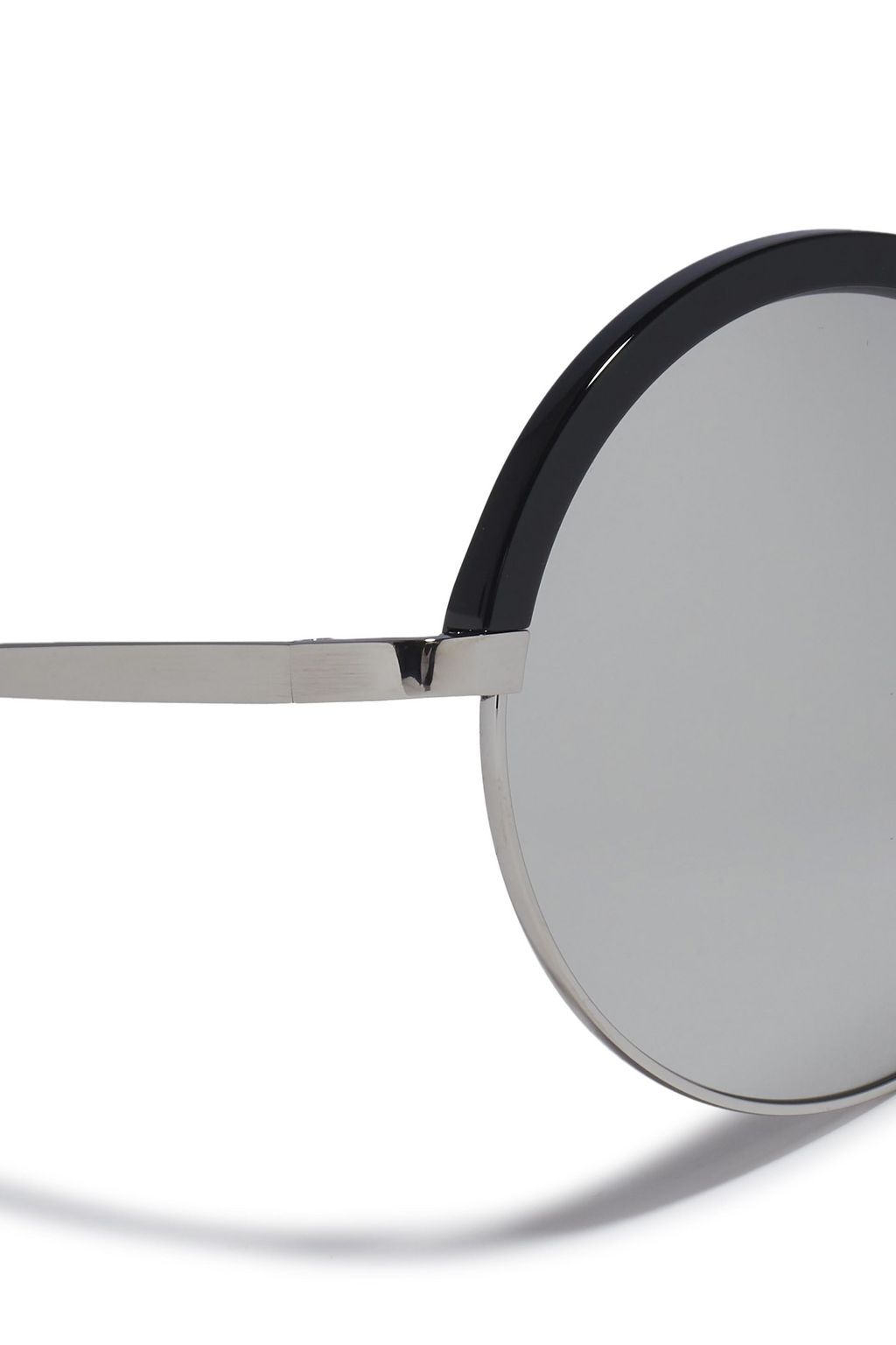 LINDA FARROW Round-frame gunmetal-tone and acetate mirrored sunglasses