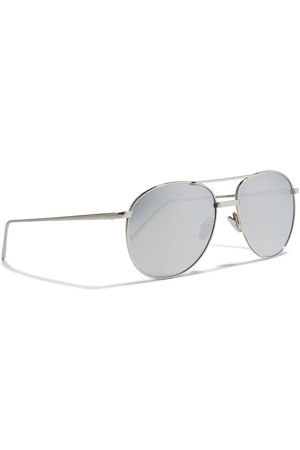 LINDA FARROW Aviator-style silver-tone mirrored sunglasses