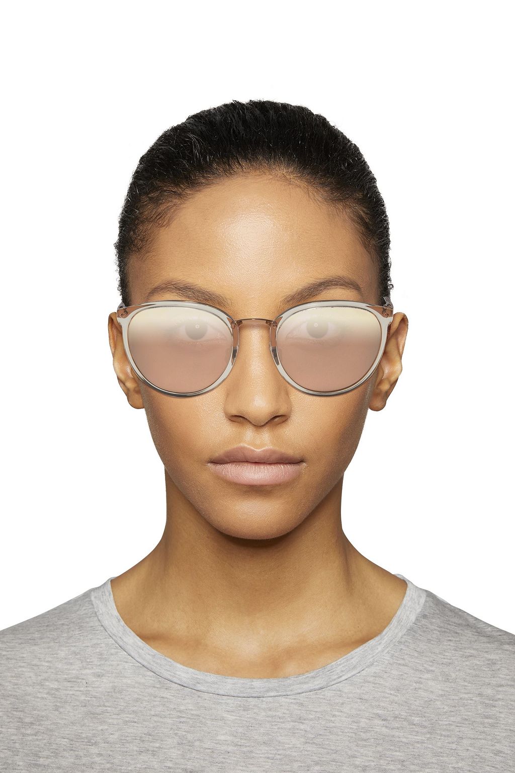 LINDA FARROW Caty-eye gold-tone and acetate mirrored sunglasses