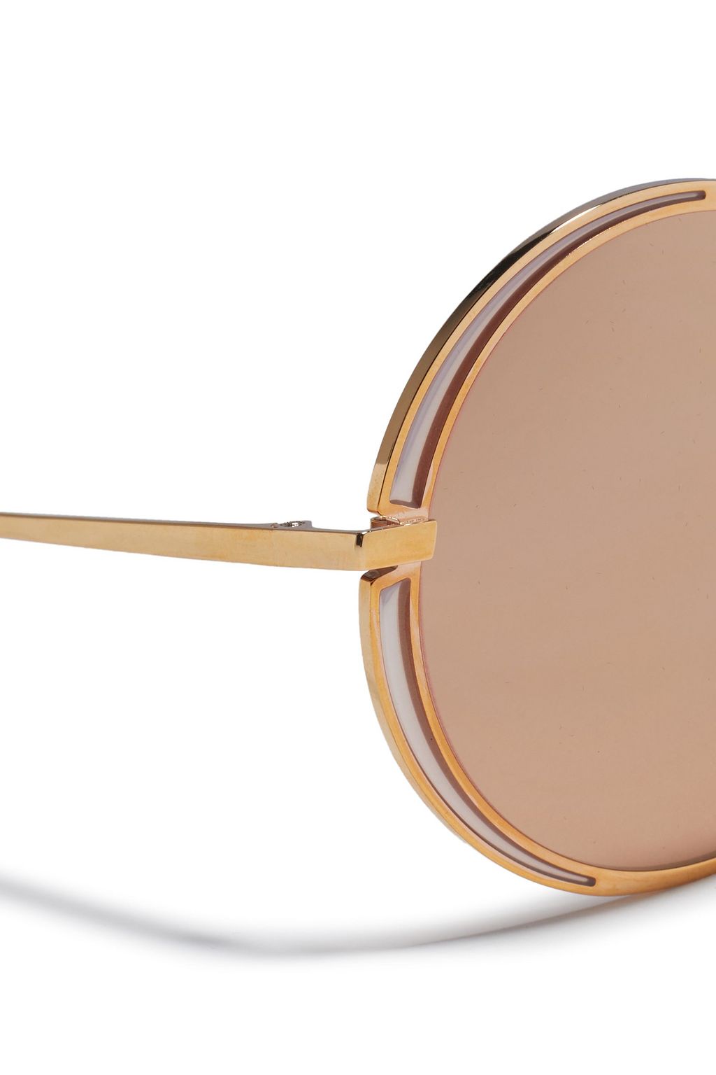 LINDA FARROW Round-frame gold-tone mirrored sunglasses
