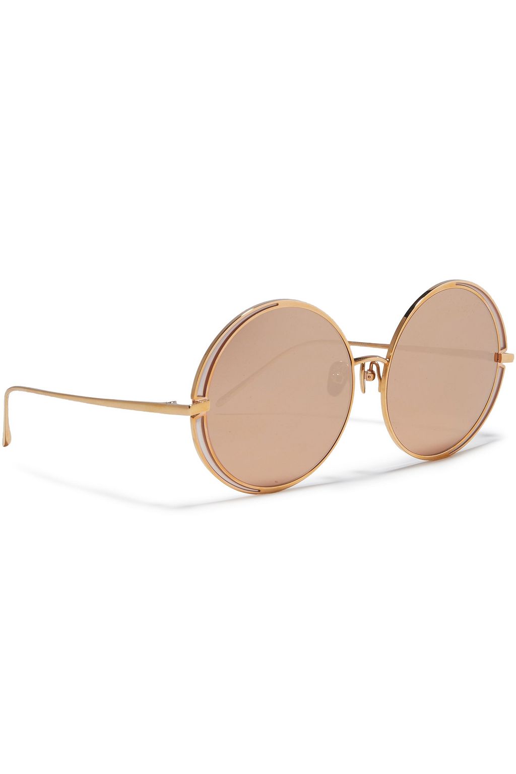 LINDA FARROW Round-frame gold-tone mirrored sunglasses