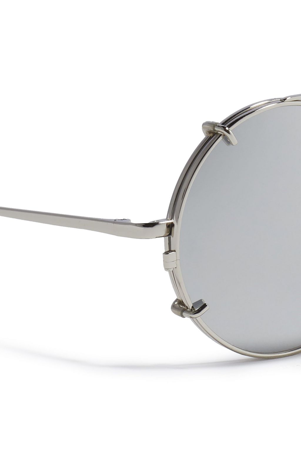 LINDA FARROW Round-frame silver-tone mirrored sunglasses
