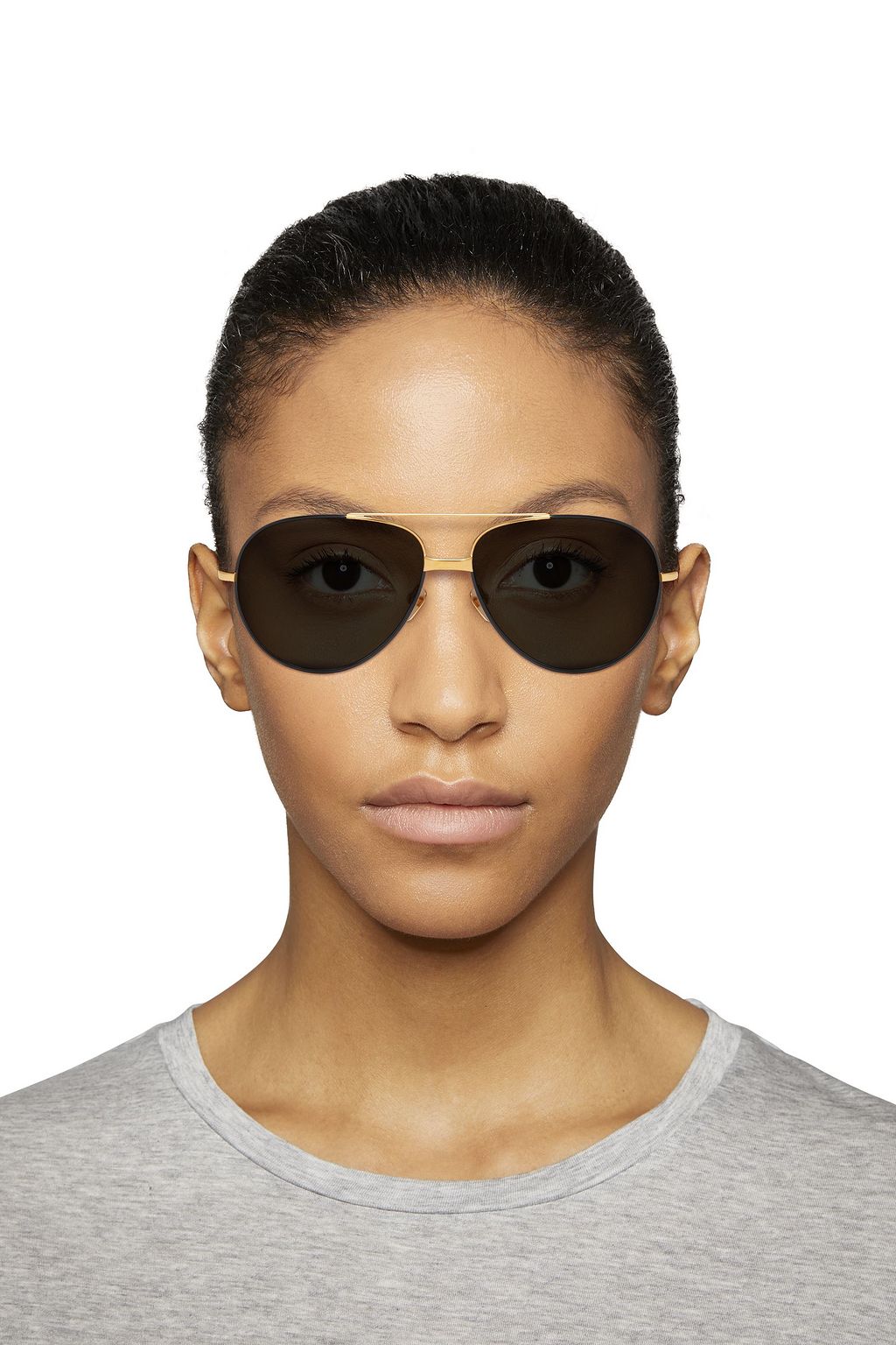 LINDA FARROW Aviator-style gold-tone sunglasses